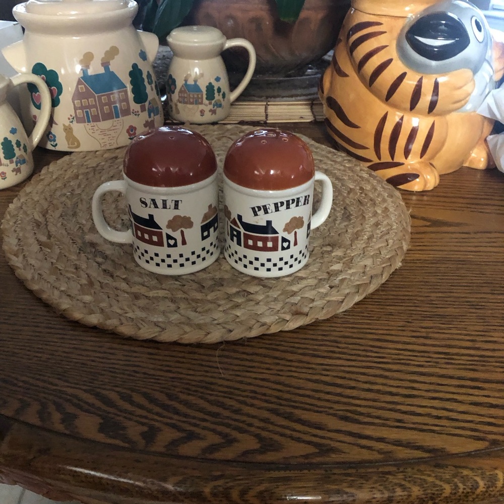 Vintage Salt and Pepper Shakers with Red Tops